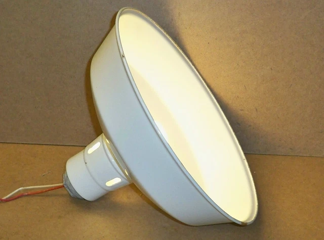 Vintage White 14" PORCELAIN Industrial Gas Station Barn Light