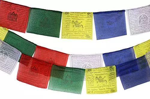 Tibetan Prayer Flag 10 X 10 Inches Large Roll of 25 Flags â€“ Traditional Des...