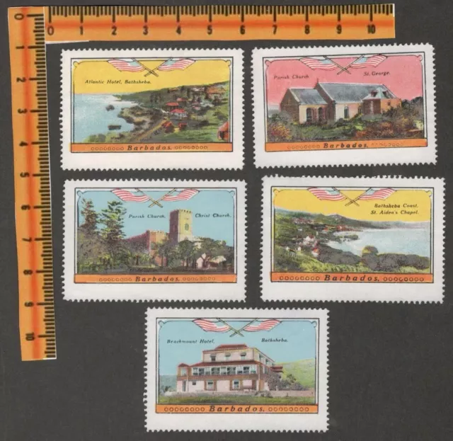 AOP Barbados vintage poster stamps with scenes (5)