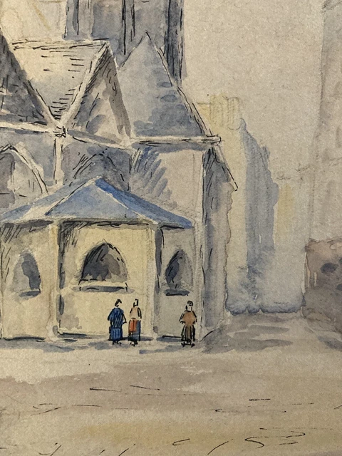 Dessin Peinture Aquarelle Portrait Belle Époque Art Déco Années 1920 - Thème Architecture