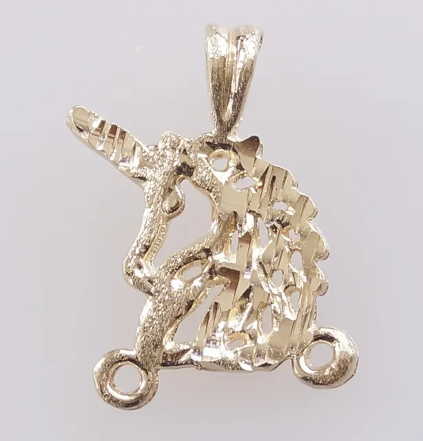 10k Yellow Gold Diamond Cut Unicorn Charm Pendant