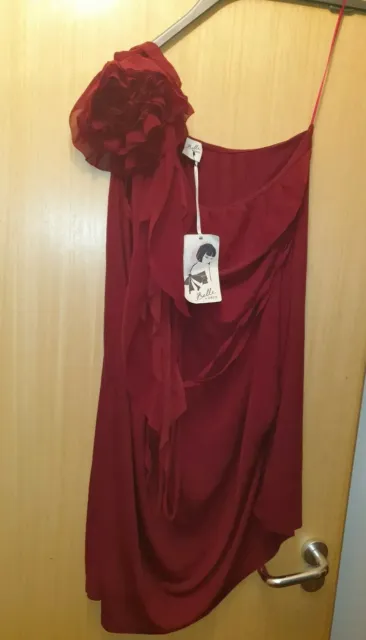 Lovely Red One shoulder Rose Detail Dress Belle By Oasis Size Large Party Comfy
