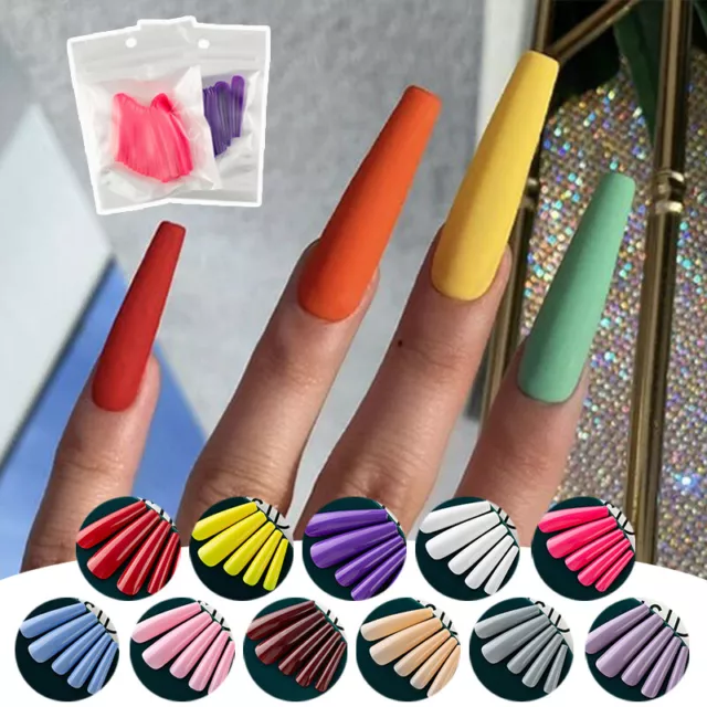 24pcs / Set Unghie Finte extra Lungo Ballerina Nail Art Tips Completo Cover B ★