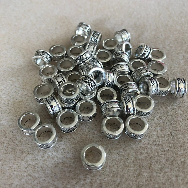 Anillo espaciador de cuentas de metal estilo tibetano 8 mm tono plateado, fabricación de joyas, tienda del Reino Unido