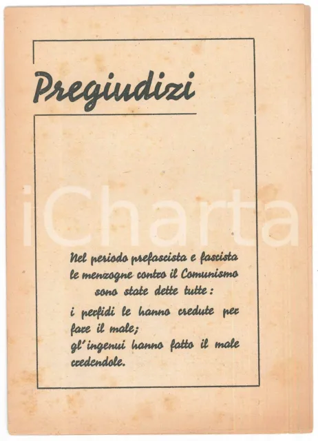 1950 ca PARTITO COMUNISTA ITALIANO Pregiudizi sul Comunismo - Pieghevole PCI