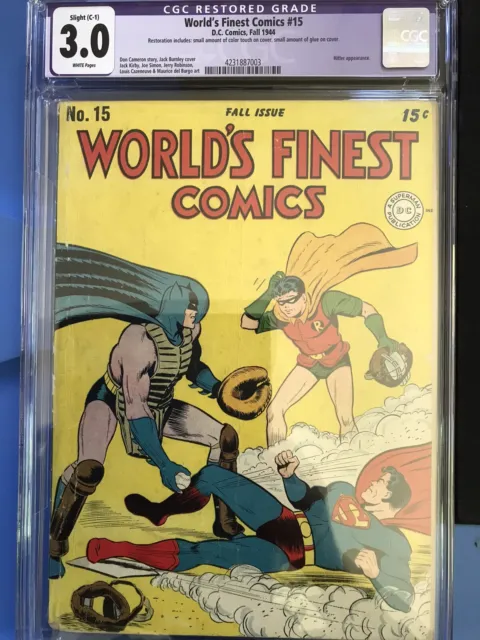 Worlds Finest # 15 DC Fall 1944 CGC 3.0 (C1)