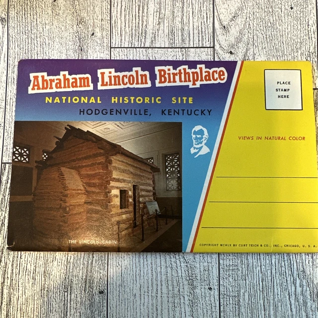 ABRAHAM LINCOLN BIRTHPLACE Souvenir Fold-Out 1960s Vintage
