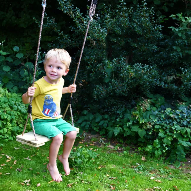 Garden Games Tree Swing Traditional Wooden Seat Adjustable Weatherproof Ropes