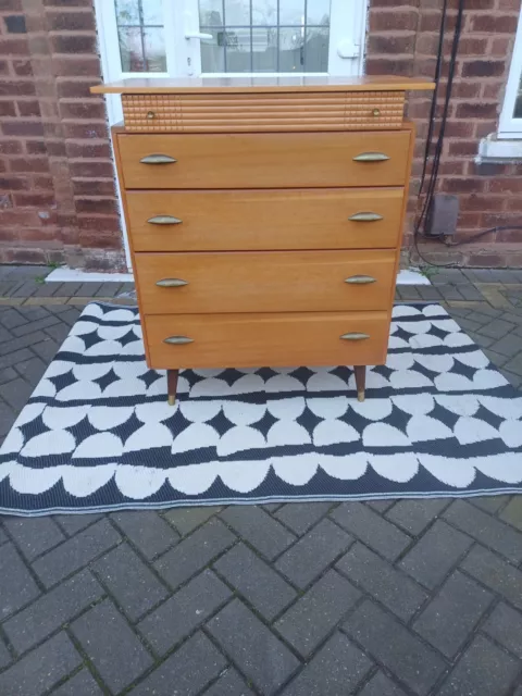 Vintage Mid Century Teak Lebus Chest Of Drawers Tallboy Can Deliver