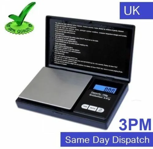Digital Scales 0.01G-500G Grams Small Kitchen Weighing Mini Pocket Electronic UK