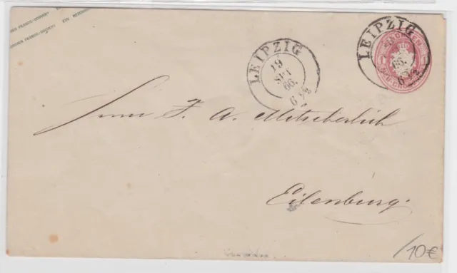 79117 Ganzsachen Brief Sachsen 1 Neugroschen Leipzig nach Eilenburg 1866