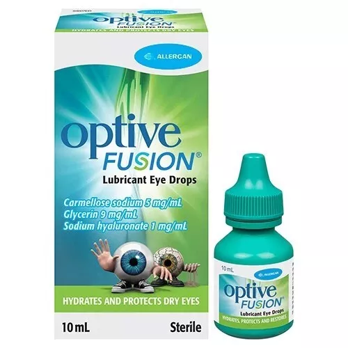 4 X 10 ML Optive Fusion  Lubricant Eye Drops Protects & Lubricates-FREE SHIPPING