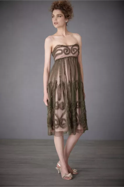 BHLDN Anthropologie James Coviello Gray Blush Emerald Mist Dress - NWOT $380