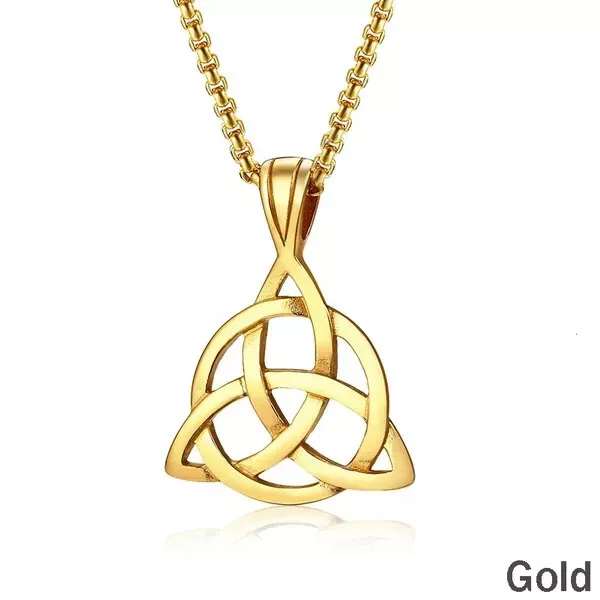 Gold Plated Luck Of The Irish Celtic Triquetra Trinity Knot Pendant Necklace