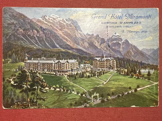 Cartolina - Grand Hotel Miramonti - Cortina d'Ampezzo - Dolomiti - 1920 ca.