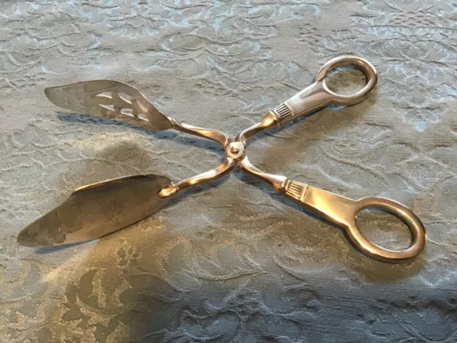 Vintage TH Marthinsen Norway sterling handle pastry tongs 8"