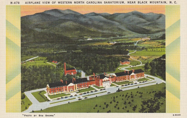 Postcard Airplane View WNC Sanatorium Black Mountain North Carolina