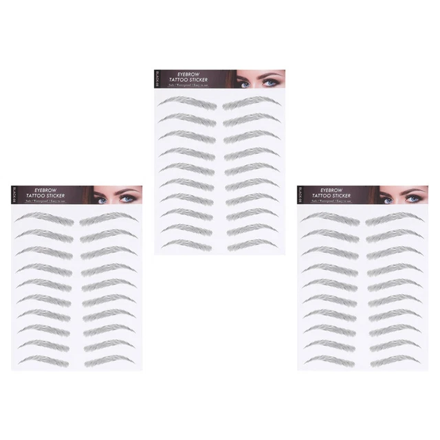 3 hojas pegatinas para cejas resistentes al agua transferir hombre pegado incorrecto