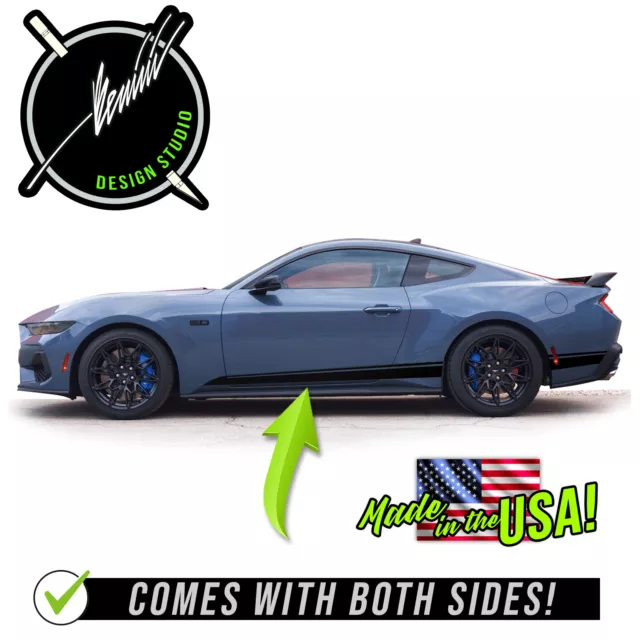 Side Door Rocker Racing Stripes Decals 2 Compatible With 2024 & up Ford Mustang