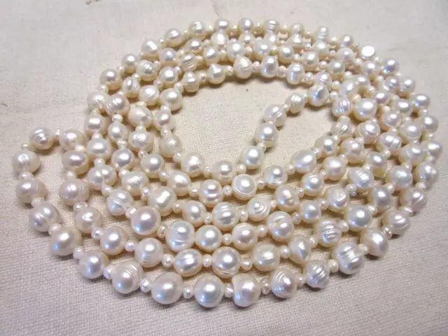 COLLIER ancien - SAUTOIR 155 cm - Perles de culture véritable - vinage necklace