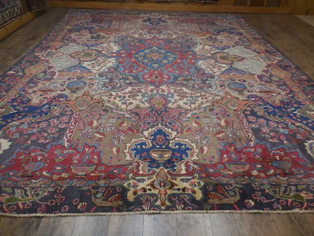 Vintage Pictorial Design HandMade Oriental Rug Bohemian Turkish rug 9.10X12.9 Ft