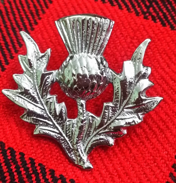 thumbnail interactive-video image 1 of Scottish Glengarry Cap Badge – Thistle Emblem, Antique Finish, British Army Style, 2" 1 of 4