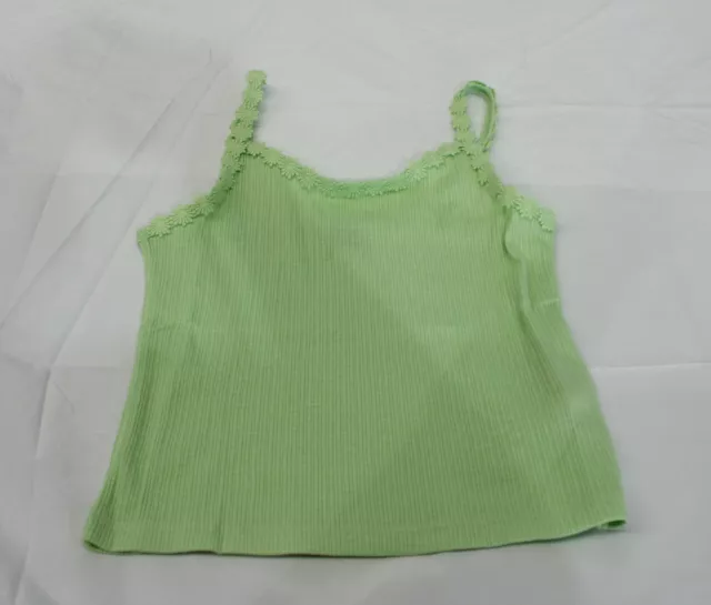 Old Navy Girls' Rib-Knit Lace-Trim Fitted Cami RP9 Soft Limon Medium NWT