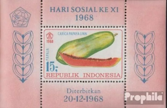 Indonesia Bloque 13 (completa edición) nuevo con goma original 1968 frutas