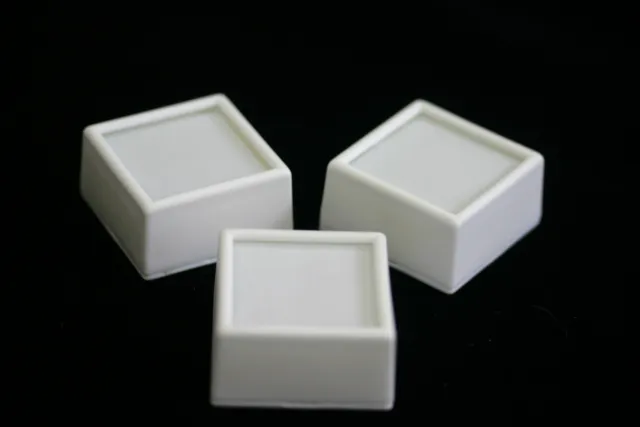 6pcs Glass top Square Gem Jars Box White Gemstones Coin White/Black Foam 1 1/2"