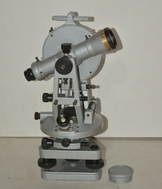 Surveying Alidade Transit Instrument 20 Seconds Brass Theodolite With Wood Box.
