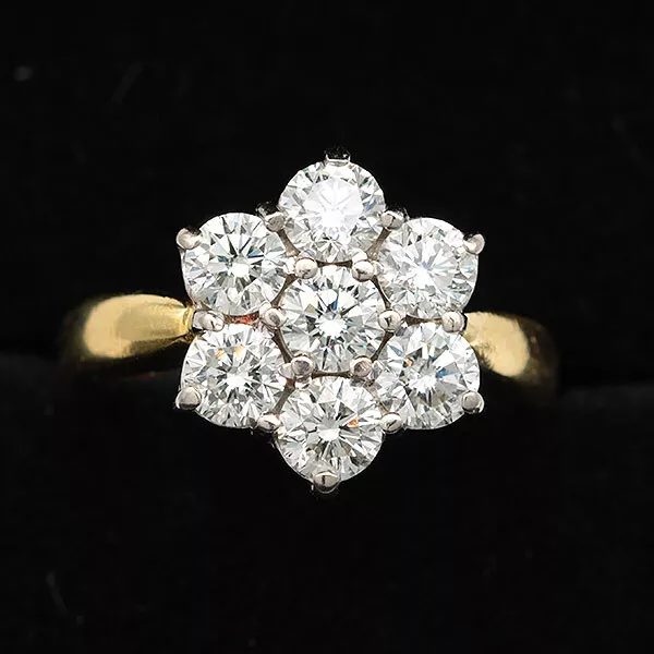 2.00ct Diamond Daisy Cluster Ring 18ct Yellow and White Gold