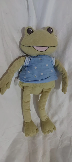DOUDOU PELUCHE IKEA GRENOUILLE VERT BLEU BLANC SHORT AILES 30cm - Bon état-