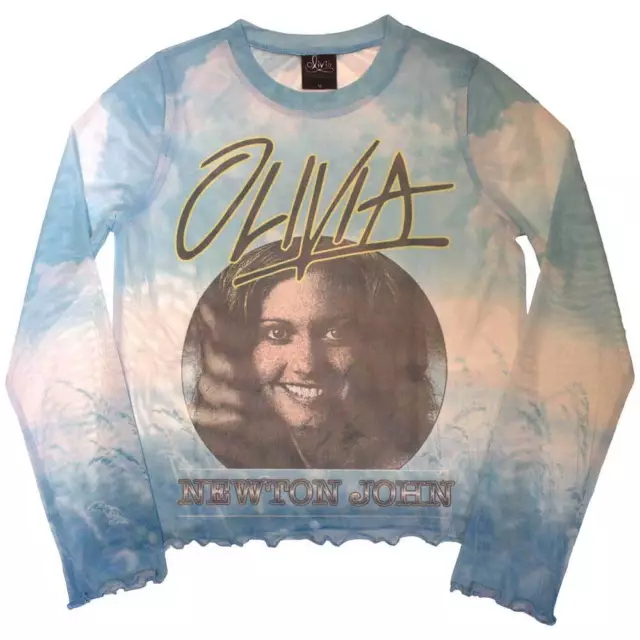 Olivia Newton-John Ladies Long Sleeve T-Shirt: Circle Photo (Mesh) OFFICIAL NEW