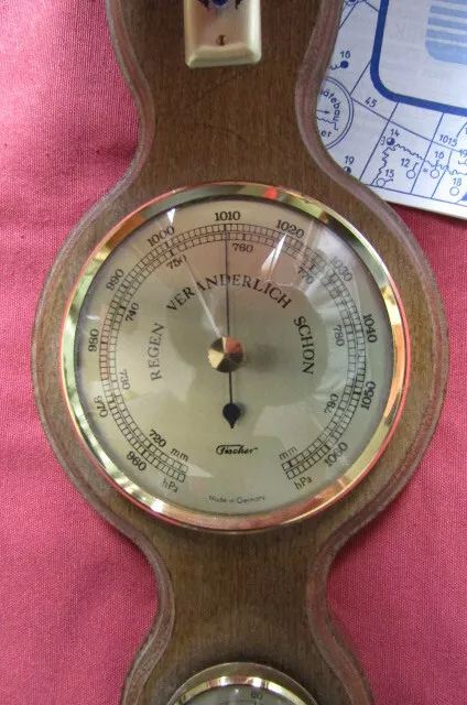 Antigua estación meteorológica alemana con Higrometro termometro y barometro 3