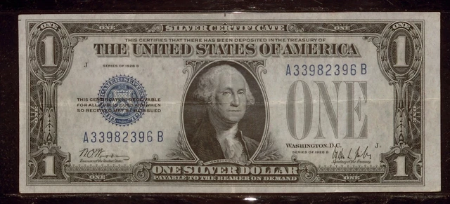 1928B $1 Silver Certificate | Funny Back | XF | Blue Seal | A33982396B