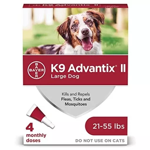 K9 Advantix II Flea and Tick Prevention for Large Dogs (21-55 Pounds), 4 Pack