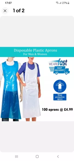 Regal Polythene 200 Rolls Disposable Antibacterial Aprons - White (7795YYHHG)