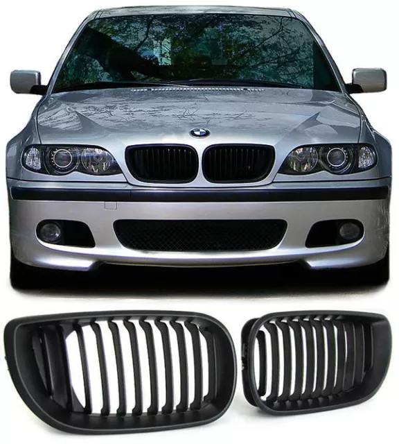 2 Grille De Calandre Noir Bmw Serie 3 E46 Berline Touring Phase 2 10/2001 A 2005