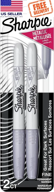SHARPIE Metallic Permanent Markers, Fine Point, Silver, 2 Count