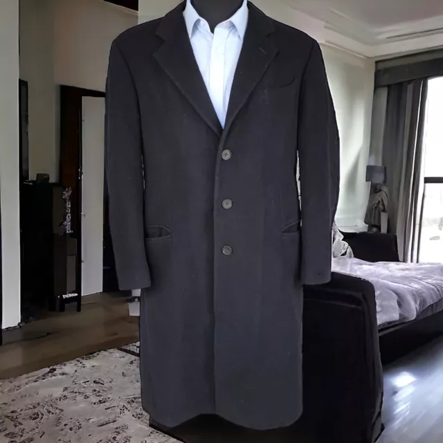 Armani Collezioni Overcoat 44R Wool Cashmere Black Giorgio Armani Coat