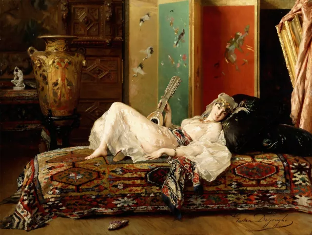 Gustave Leonard de Jonghe : "A Reclining Odalisque" — Giclee Fine Art Print
