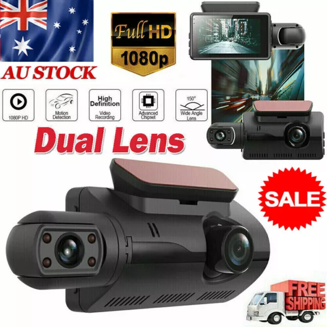 HD 1080P Car Dash Camera DVR Dual Lens Cam Front & Rear Video Recorder G-sensor