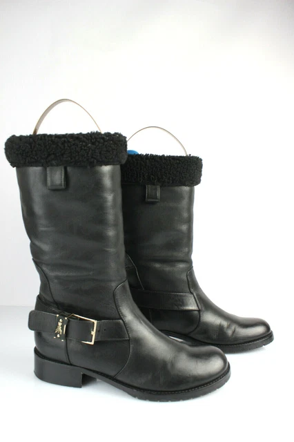Bottes En Cuir Noir ACCESSOIRE Diffusion - Taille 38 (UK 5) - Très Bon état - Talon 4 Cm