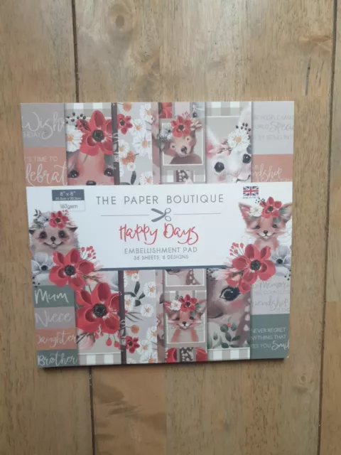 THE Paper Boutique -HAPPY DAYS EMBELLISHMENT PAD NEW FREE POSTAGE