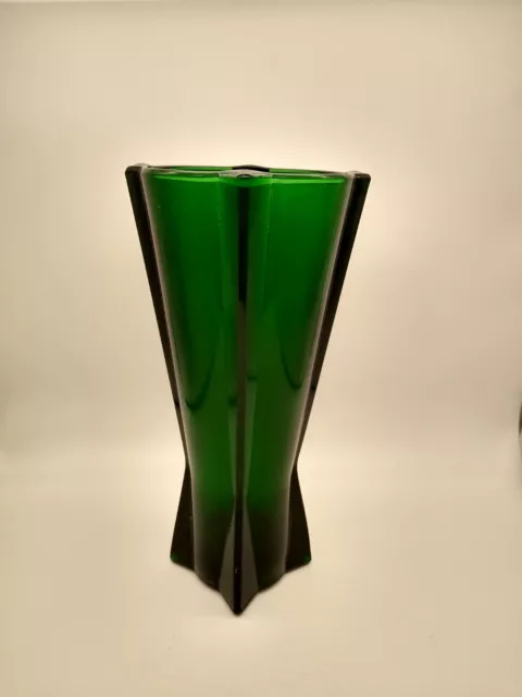 Vintage Anchor Hocking Vase Art Deco Forest Green Atomic Rocket Glass Vase 9"