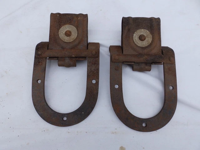 Antique Pair Barn Garage Door Rollers Big 4 Pulley Horseshoe Sliders Vtg 361-17P 6