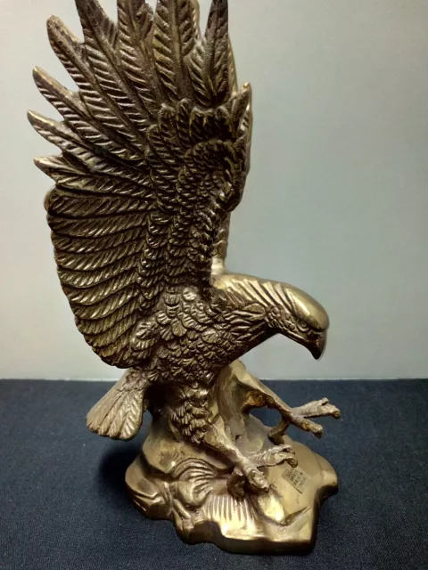 Vintage 1960s Majestic Eagle Solid Brass Heavy Statue 3lbs