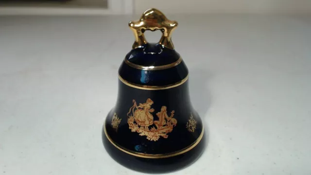 Porcelain Limoges Castel France Cobalt Blue Bell "Proposal Monaco" Gold Accents