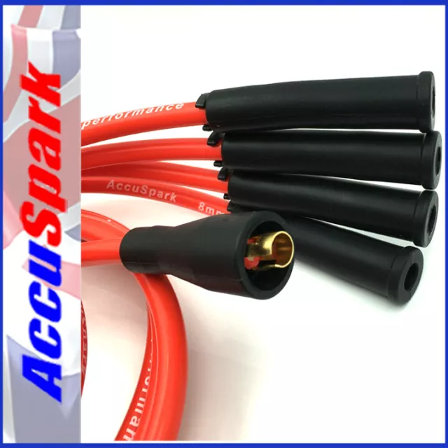 AccuSpark Red 8mm High Performance Silicone HT Leads for 4 Cylinder Classic Cars 2