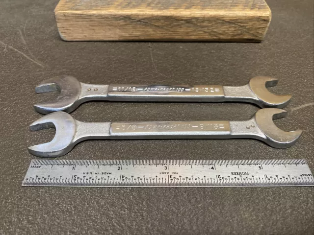 (2) POWR KRAFT 100 Wrench Montgomery Wards - open end   11/16" 19/32" 5/8" 9/16"